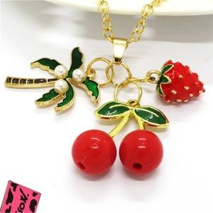 Betsey Johnson Tropical Fruit Necklace Palm Tree
